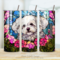 Bright tumbler with Bichon Frise in stained glass design
